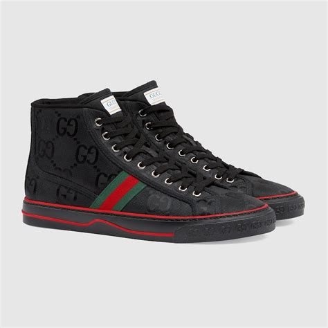 gucci black white high tops|all black gucci high tops.